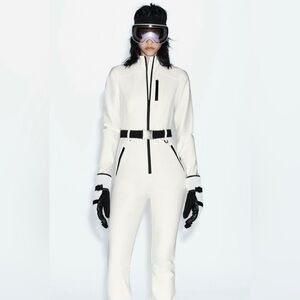 Zara White Jumpsuit with Black Accents